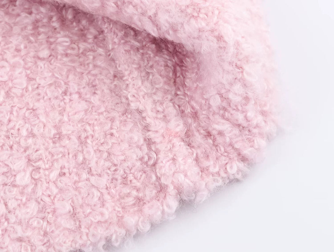 Rose Broderet Strikket Knap Cardigan 