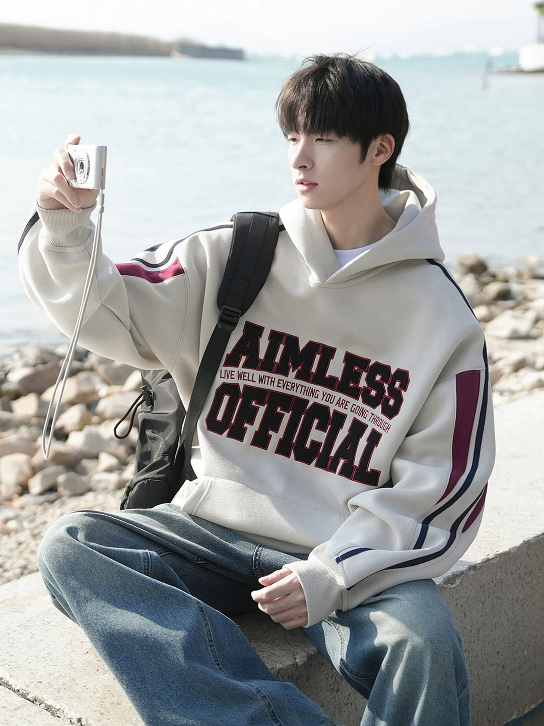 Hoodie brodé avec patch en lettres poids lourds 