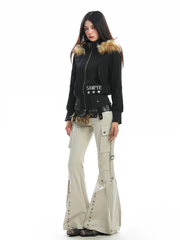 Pantalones de calle de campana cargo con tachuelas 