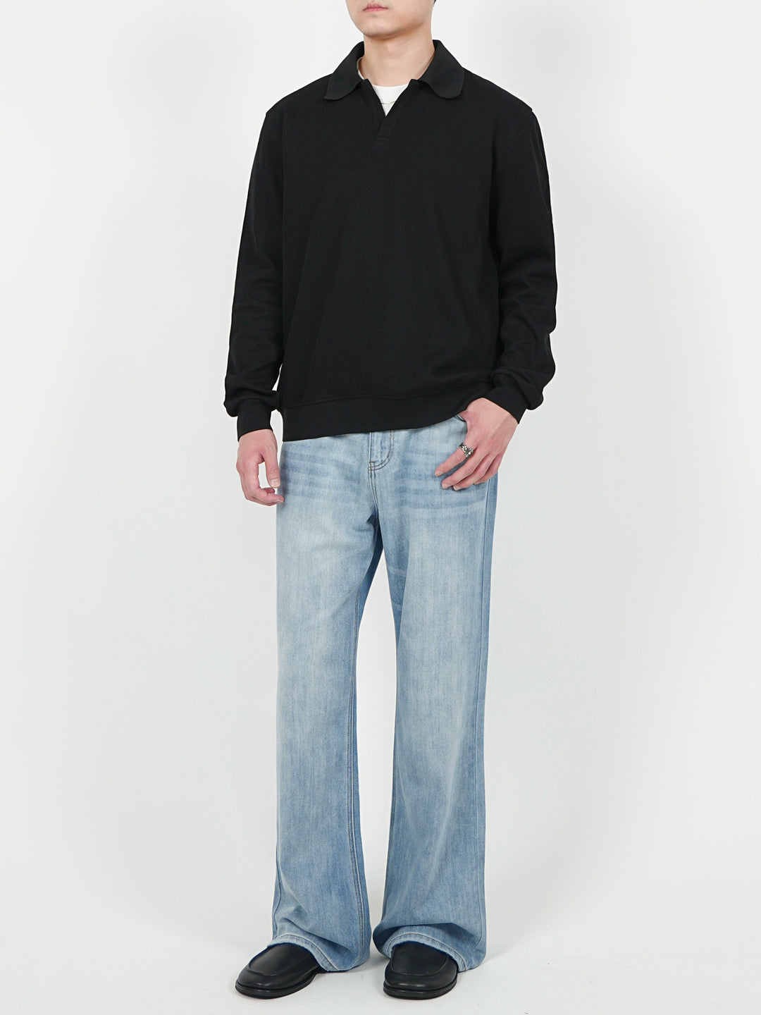 Loose Long Sleeve Polo Shirt