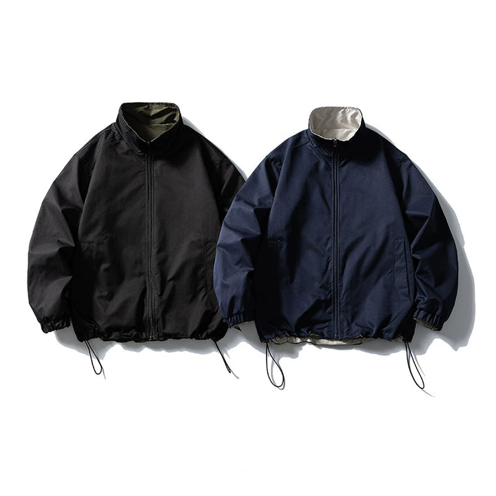 Chaqueta de trabajo retro con cuello de pie reversible 