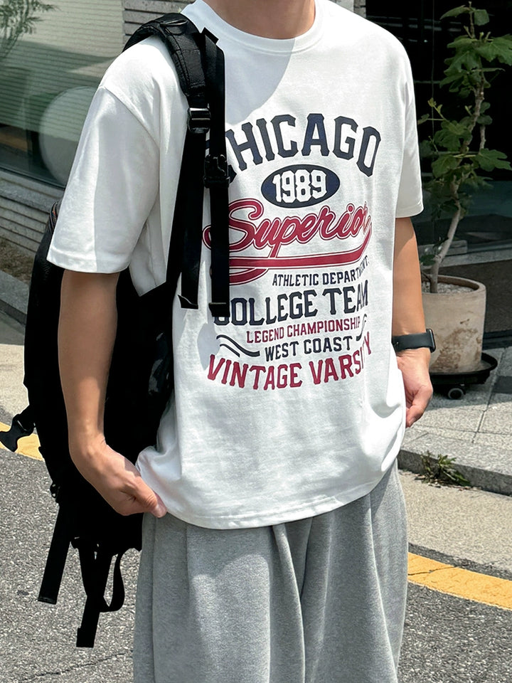 Letter Print Loose Fit Cotton T-Shirt