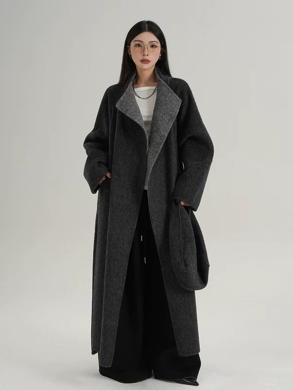 Uzun Yün Kemerli Sarma Palto 