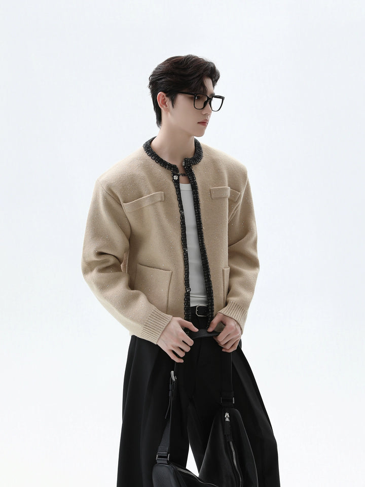 Single-Breasted Knitted Textured Jacket