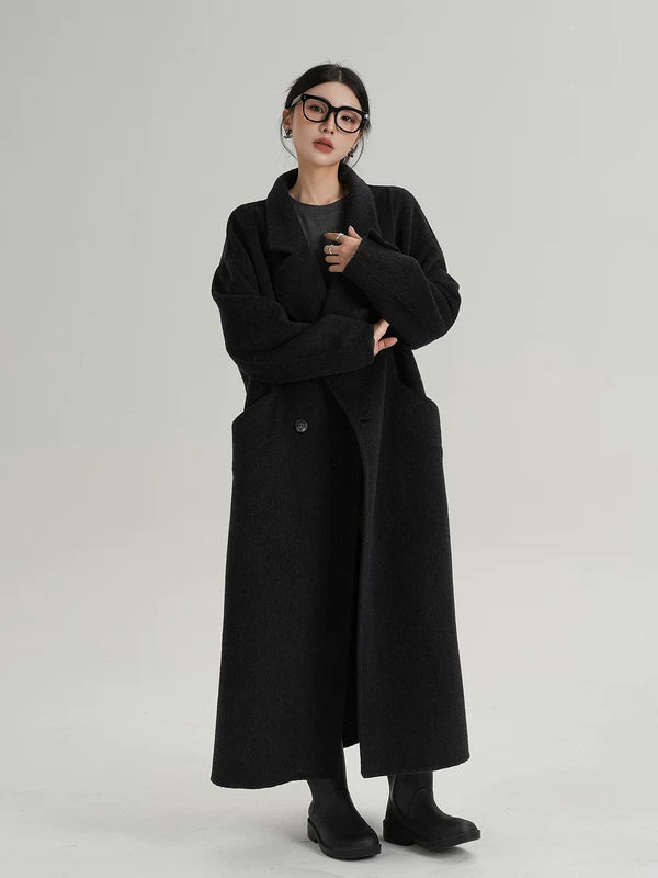 Long Wool Double-Breasted Overcoat