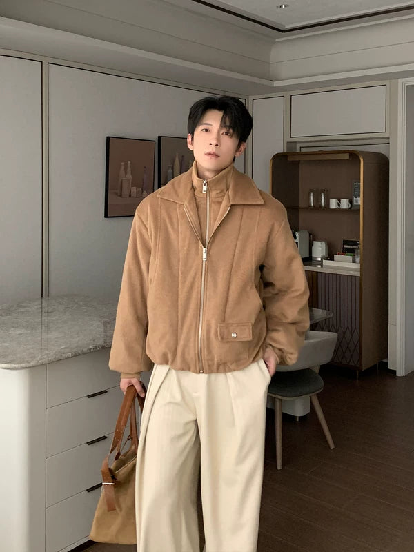 Chaqueta de plumas falsa con mezcla de lana y capas 