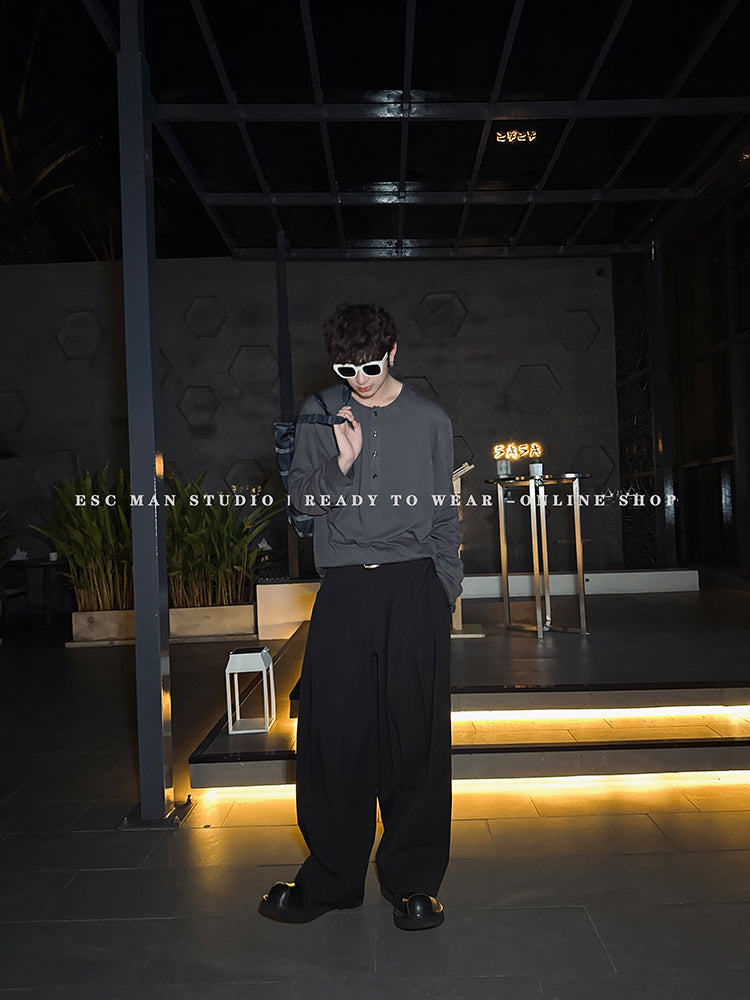 Henry Collar Long-Sleeved Pullover