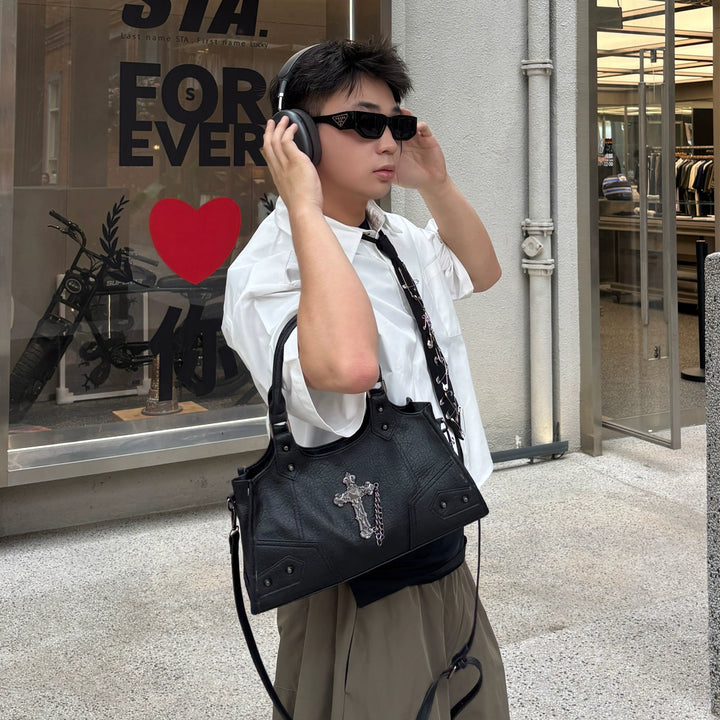 하라주쿠 모터사이클 숄더 크로스바디 호보백 