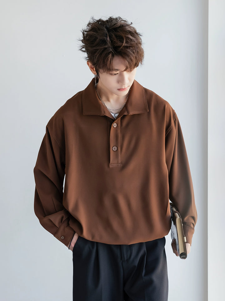 Camicia casual a maniche lunghe con revers 