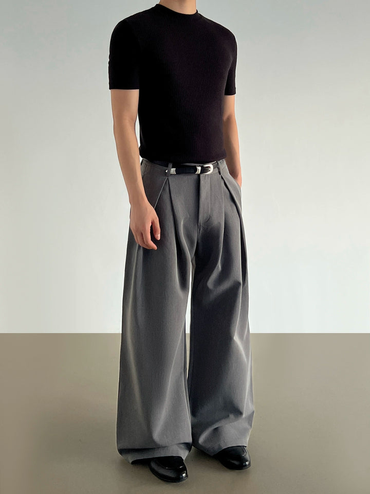 Pleated Wide-Leg A-Line Pants