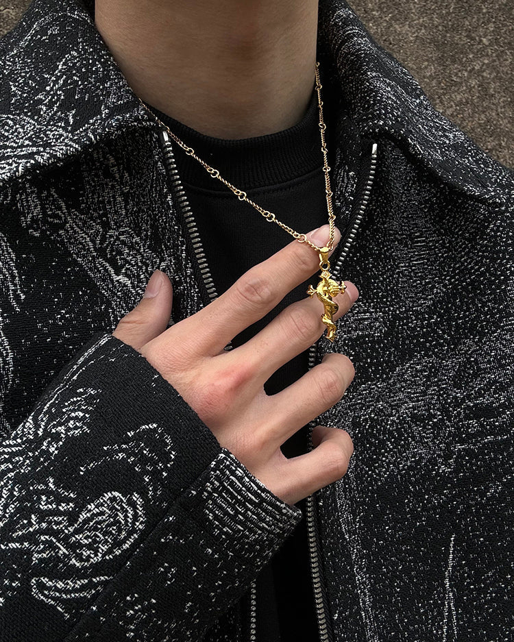 Snake Cross Pendant Necklace Zodiac Chain