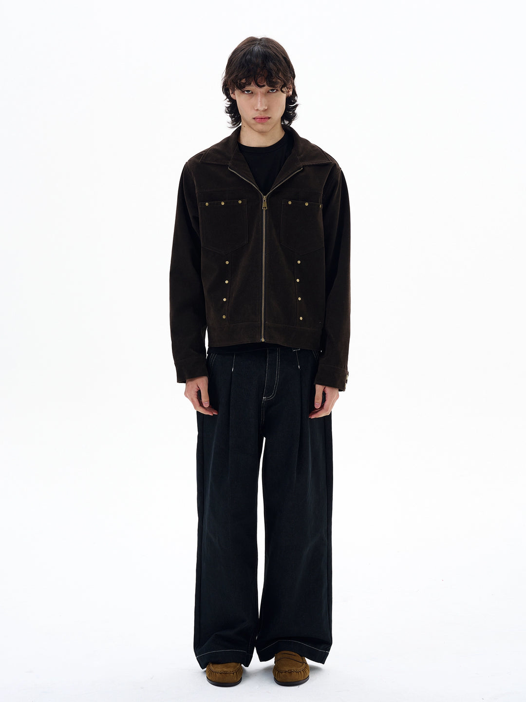 Wildleder Nieten Kurzmotorradjacke 