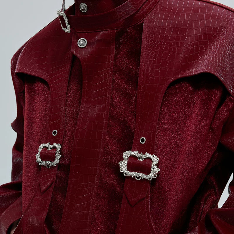 Crocodile Scale Leather Short Jacket