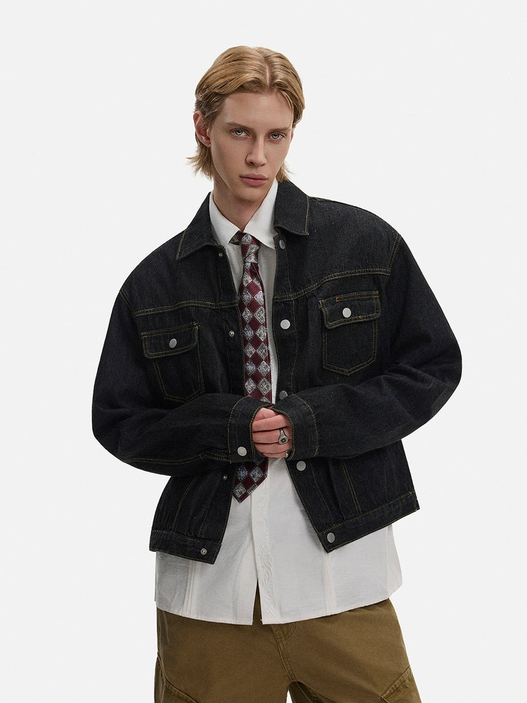 Veste en denim classique avec plusieurs poches 