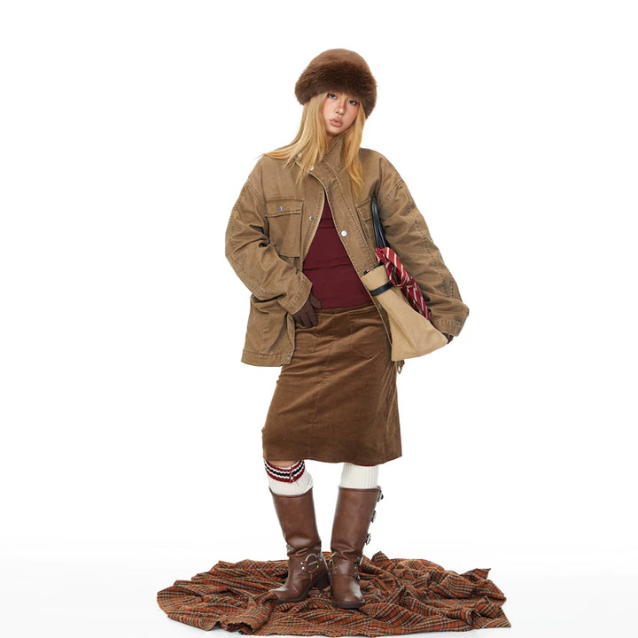 Distressed Multi-Pocket Denim Jacket