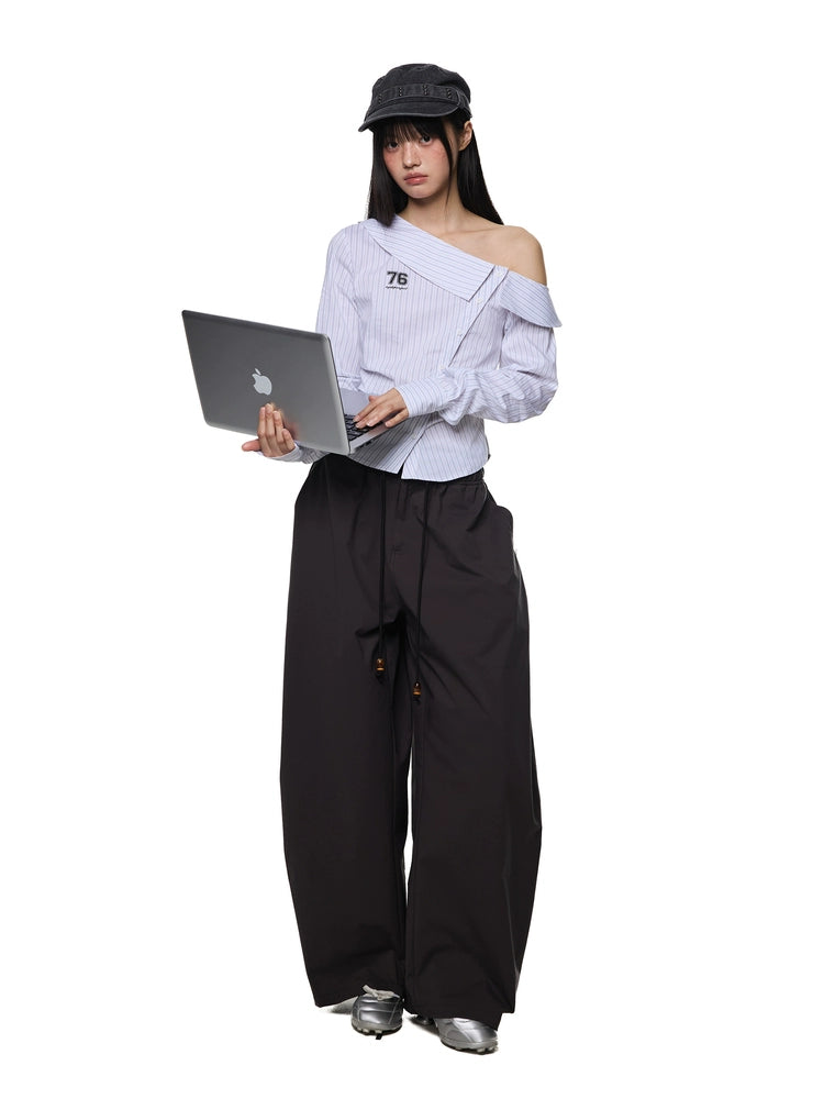 Drawstring Loose Wide-Leg Casual Pants