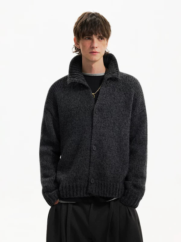 Cardigan in misto cashmere con collo alto 