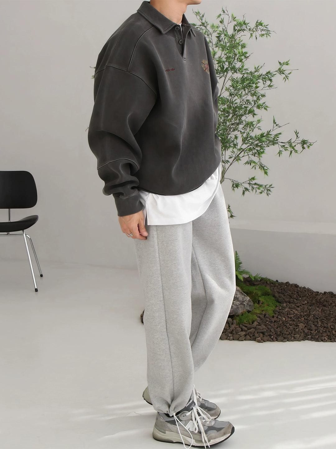 Retro Prany Zniszczony Polo Sweter 