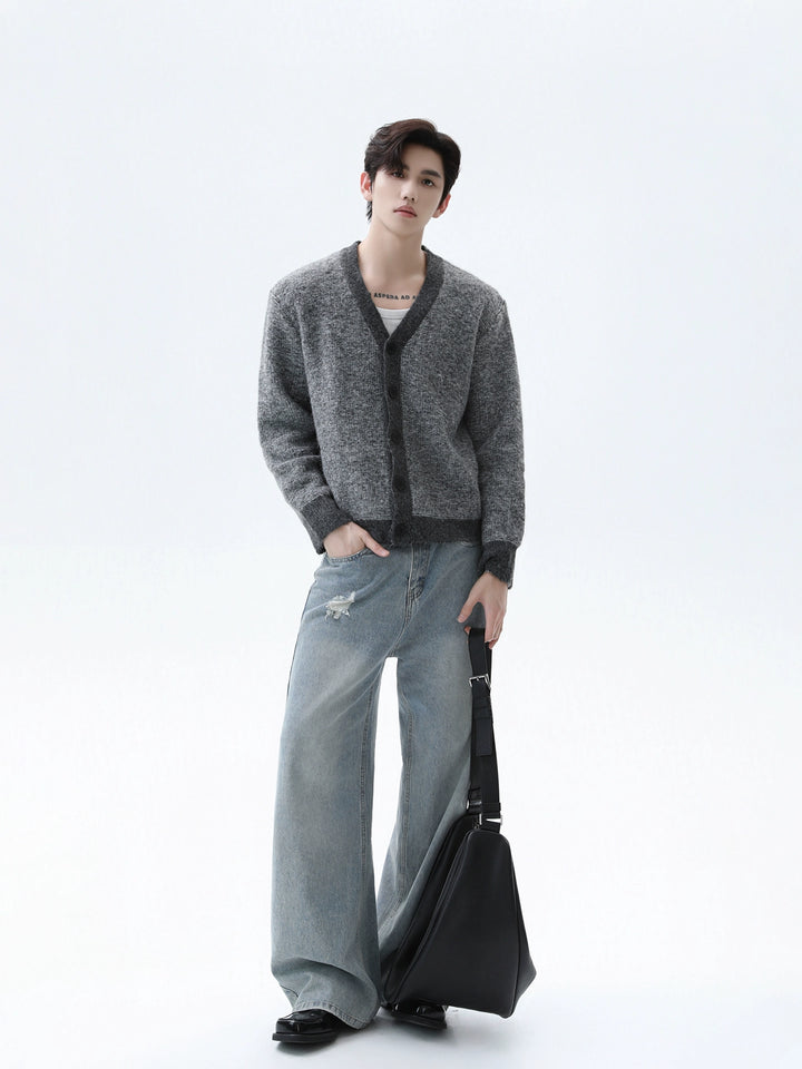 V-neck Wool Knit Cardigan