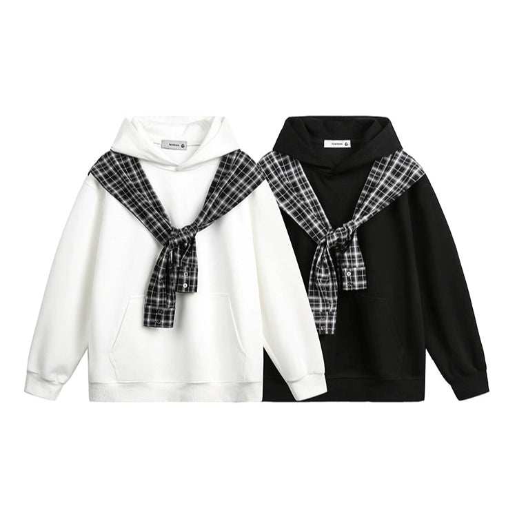 Plaid Shawl Hooded Sweatshirt