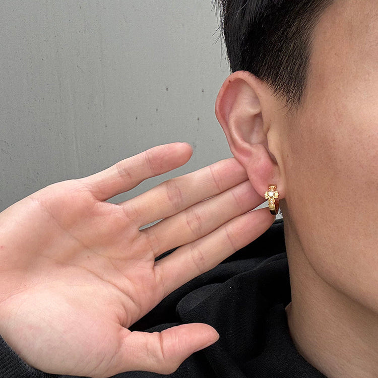 Sterling Silver Cross Flower Ear Clip