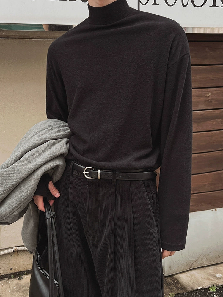 Pullover in cotone a maniche lunghe con collo alto 