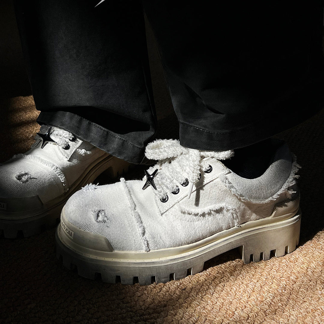 Chunky Denim Casual Derby Shoes