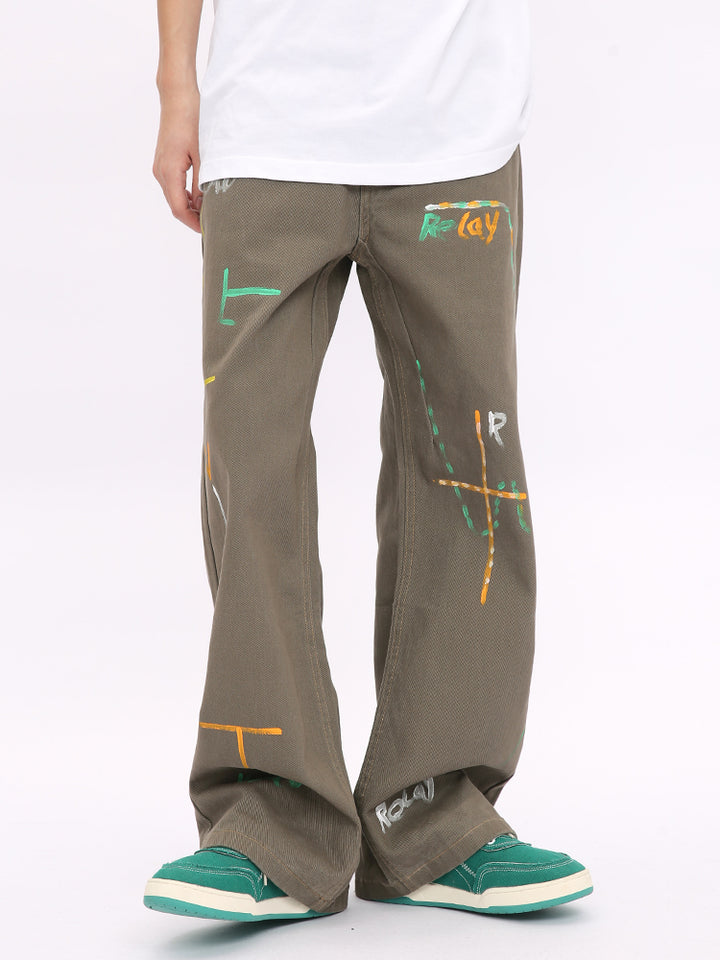 Graffiti Lockere Gerade Passform Hose 