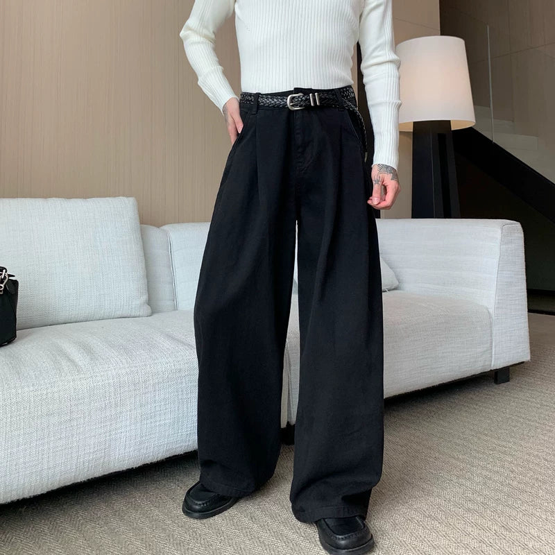 Plissé Wijde Pijpen Ontspannen Pasvorm Werkbroeken 