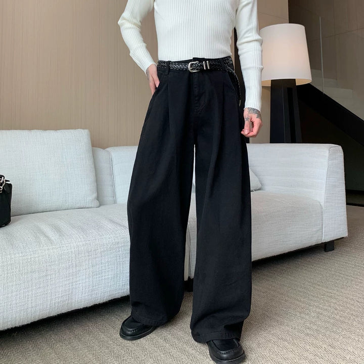Plissé Wijde Pijpen Ontspannen Pasvorm Werkbroeken 
