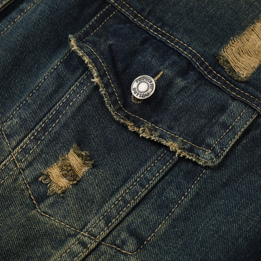 Distressed Casual Denim Jacket