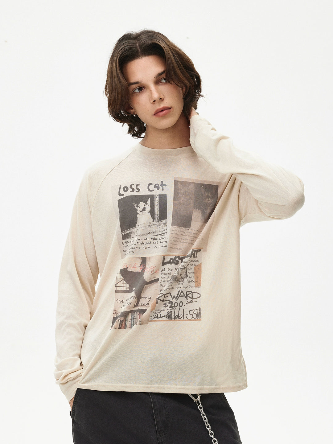Retro Print Langærmet Pullover Skjorte 