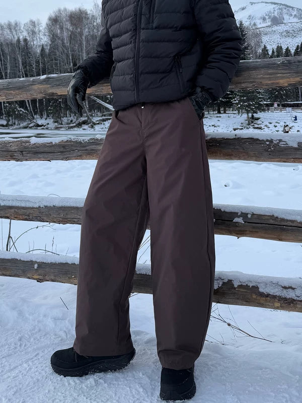 와이드 레그 다운 아웃도어 보온 바지 