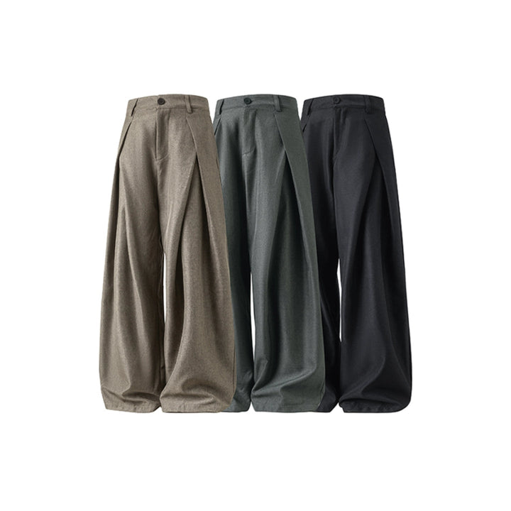 Pantalones casuales de pierna ancha con pliegues para el transporte 