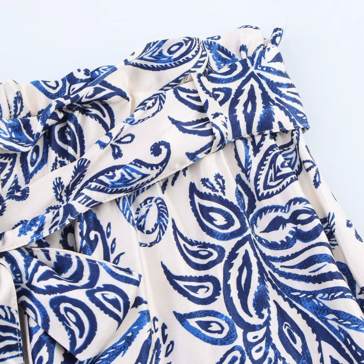 Satin Paper Bag Print Shorts