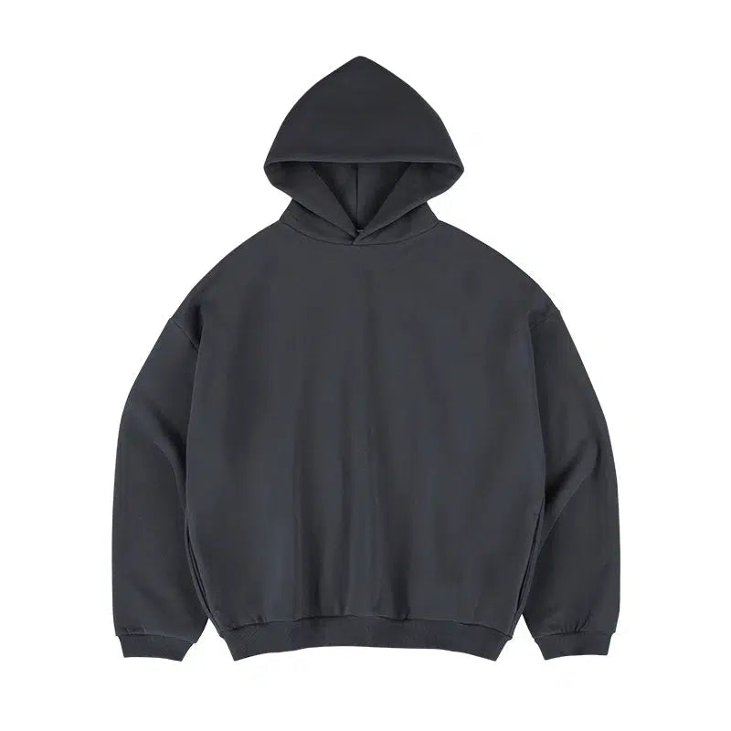 Drop Shoulder Velvet Hoodie Pullover