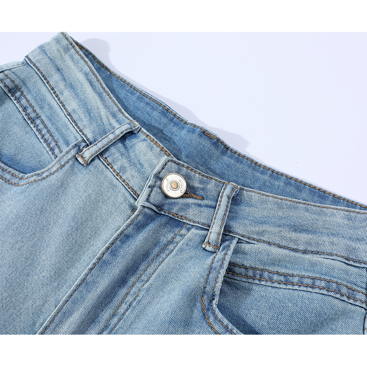 Retro Wide-Leg Embroidered Denim Pants