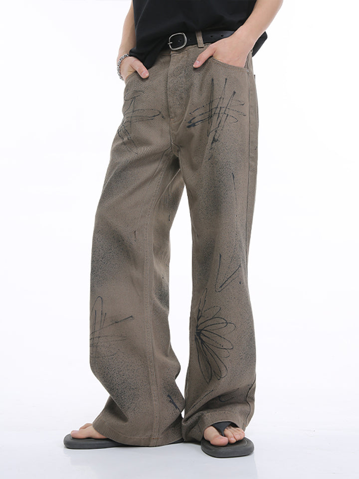 Graffiti Art Loose Wide-Leg Jeans