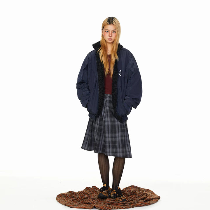 Lambswool Reversible Zipper Collar Jacket