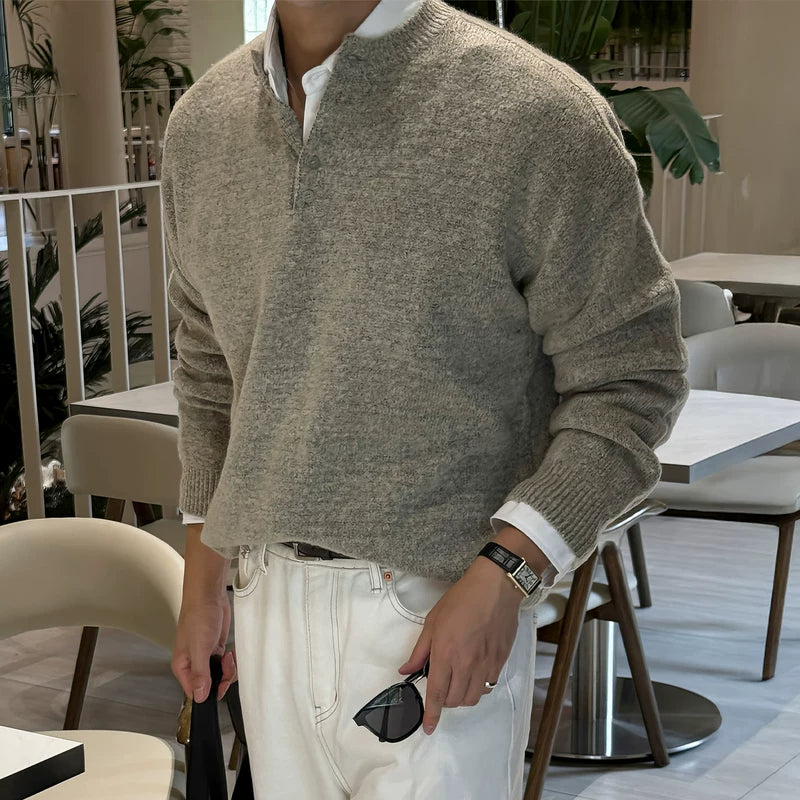 Knit Henley Collar Sweater