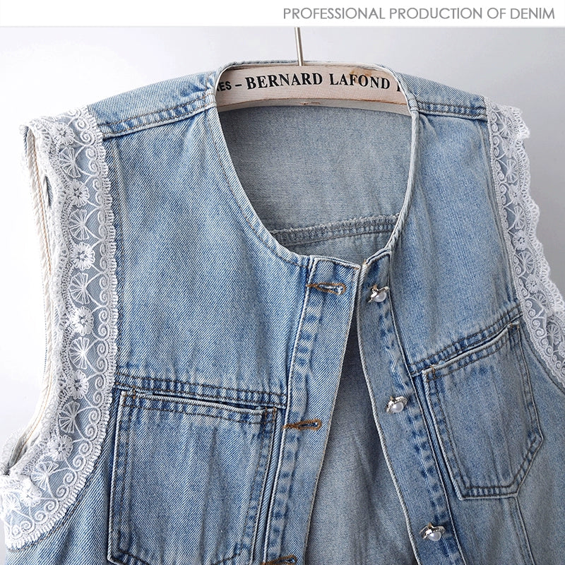 Blondekant Rund Hals Denim 
