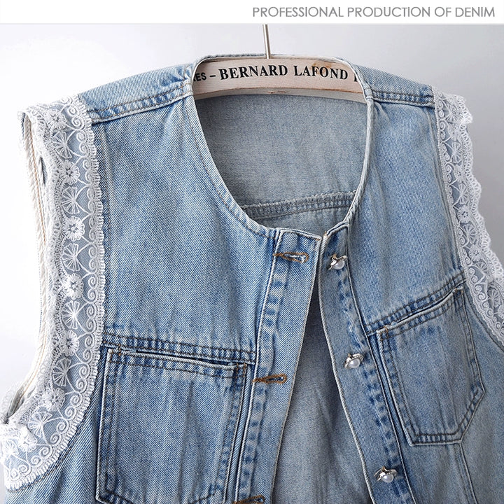 Blondekant Rund Hals Denim 