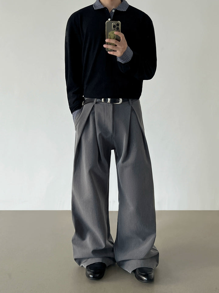 Splicing Polo Collar Pullover