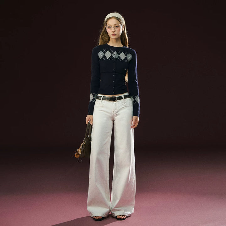 Pantalons décontractés à taille haute et jambes larges 