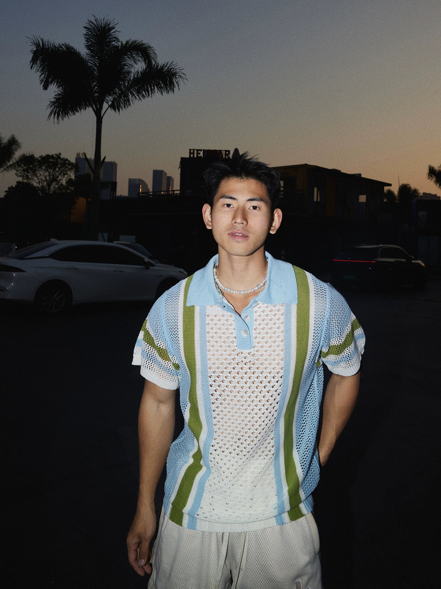 Dicker Nadel Hohstrick Polo-Shirt 