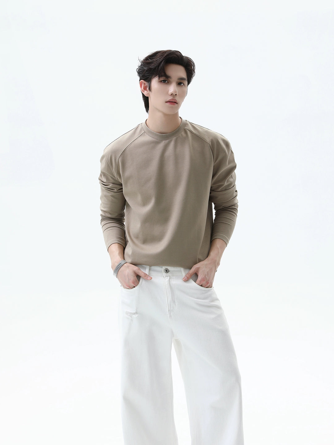 Raglan Slim Fit Langarm-Pullover 