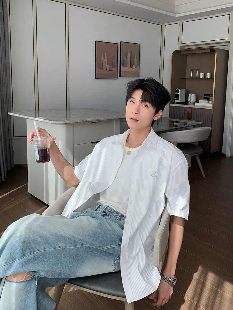 Striped Short Sleeve Casual Shirt