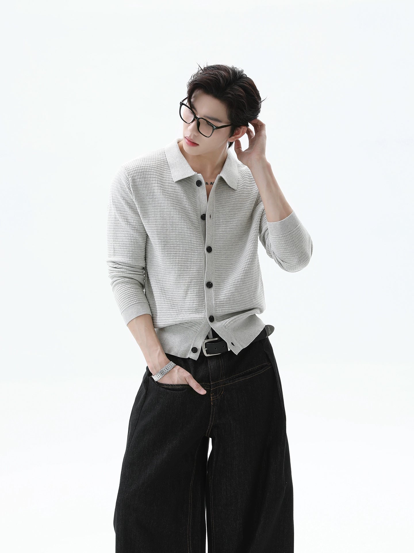 Yaka Örgü Hırka Dokulu Kazak Ceket 