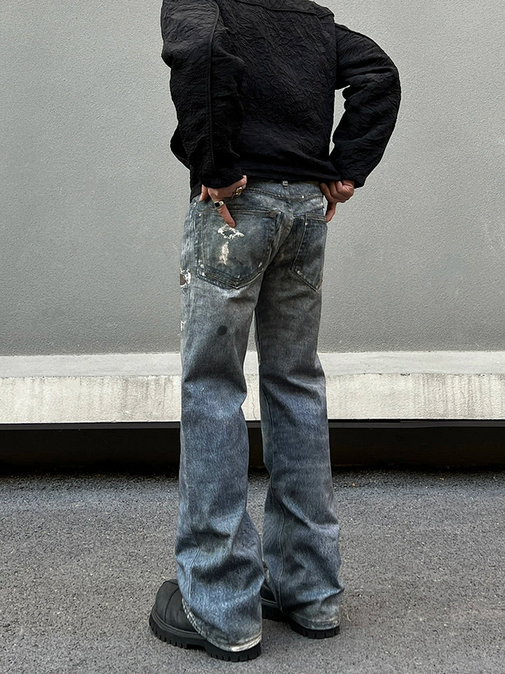 Jeans Slim Fit Desfiados com Boca de Sino 