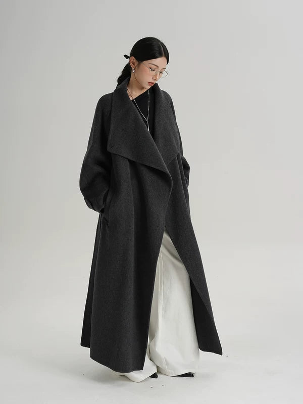 Kemerli Yün Maxi Palto 